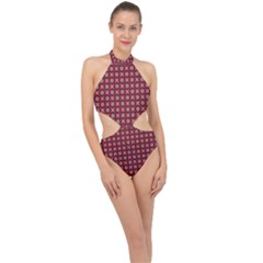 Kaleidoscope Seamless Pattern Halter Side Cut Swimsuit by Amaryn4rt