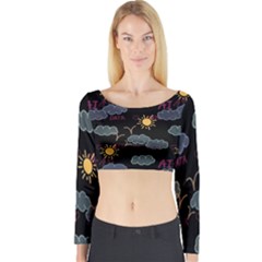 Illustration Cloud Computing Pattern Long Sleeve Crop Top by Wegoenart