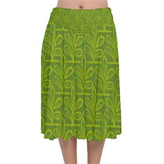 Oak Tree Nature Ongoing Pattern Velvet Flared Midi Skirt