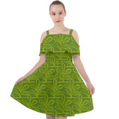 Oak Tree Nature Ongoing Pattern Cut Out Shoulders Chiffon Dress by Mariart