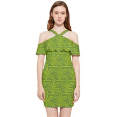 Oak Tree Nature Ongoing Pattern Shoulder Frill Bodycon Summer Dress by Mariart