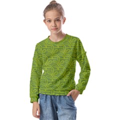 Oak Tree Nature Ongoing Pattern Kids  Long Sleeve Tee With Frill 