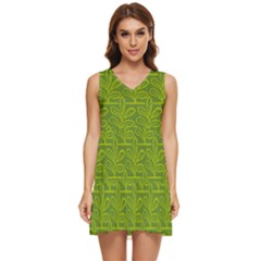 Oak Tree Nature Ongoing Pattern Tiered Sleeveless Mini Dress