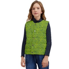 Oak Tree Nature Ongoing Pattern Kid s Short Button Up Puffer Vest	