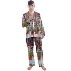 Venezia Boat Tour  Men s Long Sleeve Satin Pajamas Set