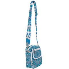 Mandala Blue Shoulder Strap Belt Bag by zappwaits