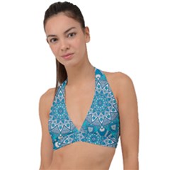 Mandala Blue Halter Plunge Bikini Top by zappwaits