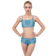 Mandala Blue Layered Top Bikini Set by zappwaits