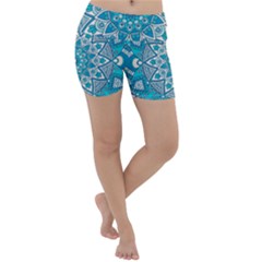 Mandala Blue Lightweight Velour Yoga Shorts by zappwaits