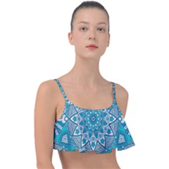 Mandala Blue Frill Bikini Top by zappwaits