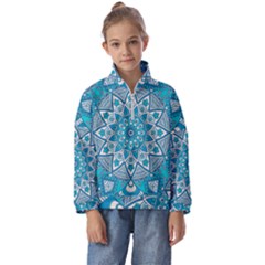 Mandala Blue Kids  Half Zip Hoodie by zappwaits