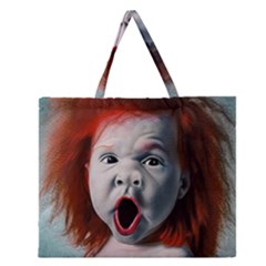 Son Of Clown Boy Illustration Portrait Zipper Large Tote Bag by dflcprintsclothing