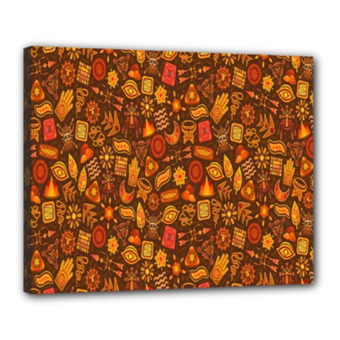Pattern-orange,seamles,chrismast Canvas 20  X 16  (stretched) by nateshop