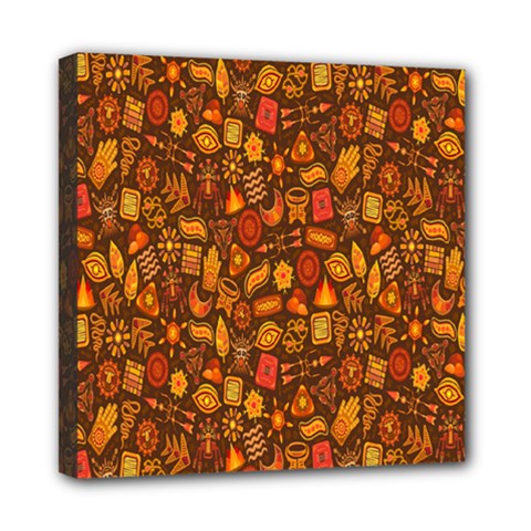 Pattern-orange,seamles,chrismast Mini Canvas 8  X 8  (stretched) by nateshop