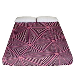 Triangle-line Pink Fitted Sheet (queen Size) by nateshop