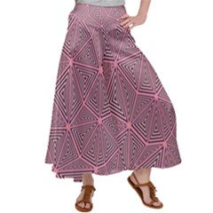 Triangle-line Pink Satin Palazzo Pants by nateshop