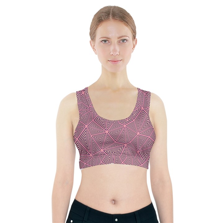 Triangle-line Pink Sports Bra With Pocket