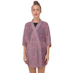 Triangle-line Pink Half Sleeve Chiffon Kimono by nateshop