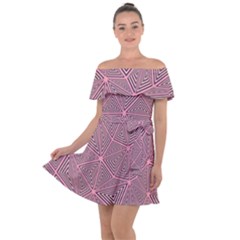 Triangle-line Pink Off Shoulder Velour Dress by nateshop