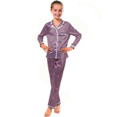 Triangle-line Pink Kid s Satin Long Sleeve Pajamas Set