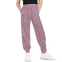 Triangle-line Pink Kids  Elastic Waist Pants by nateshop