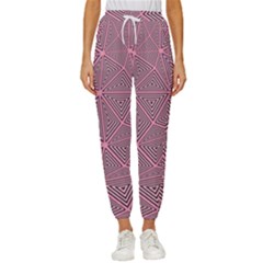 Triangle-line Pink Cropped Drawstring Pants by nateshop