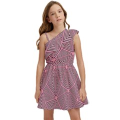 Triangle-line Pink Kids  One Shoulder Party Dress