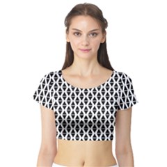 Triangle-black White Short Sleeve Crop Top by nateshop