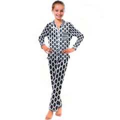 Triangle-black White Kid s Satin Long Sleeve Pajamas Set