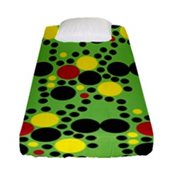 Pattern-polka Green Yelow Black Fitted Sheet (single Size) by nateshop