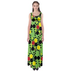 Pattern-polka Green Yelow Black Empire Waist Maxi Dress by nateshop