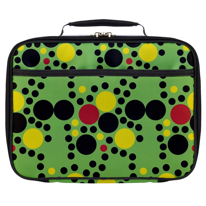 Pattern-polka Green Yelow Black Full Print Lunch Bag