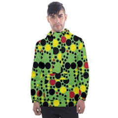 Pattern-polka Green Yelow Black Men s Front Pocket Pullover Windbreaker