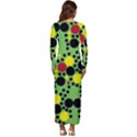 Pattern-polka Green Yelow Black Long Sleeve Velour Longline Maxi Dress View4