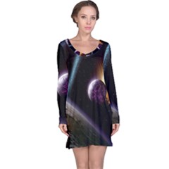 Planets In Space Long Sleeve Nightdress