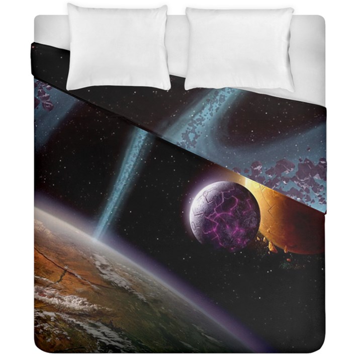 Planets In Space Duvet Cover Double Side (California King Size)