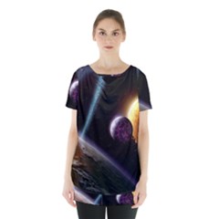 Planets In Space Skirt Hem Sports Top