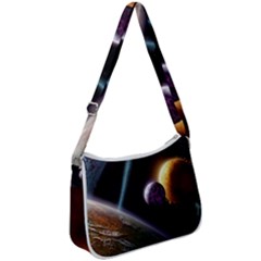 Planets In Space Zip Up Shoulder Bag