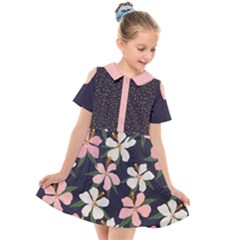 Floral Plants Jungle Polka 3 Kids  Short Sleeve Shirt Dress