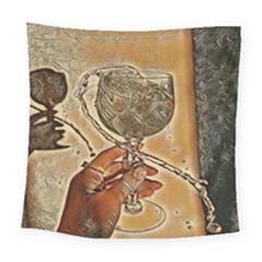 A Little Glass Of White Wine - Italian Drinks Square Tapestry (large) by ConteMonfrey