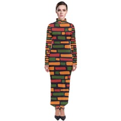 African Wall of bricks Turtleneck Maxi Dress