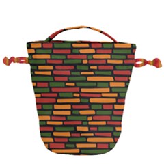 African Wall Of Bricks Drawstring Bucket Bag by ConteMonfrey