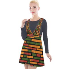 African Wall of bricks Plunge Pinafore Velour Dress