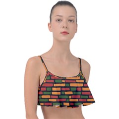 African Wall of bricks Frill Bikini Top