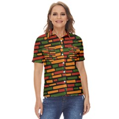 African Wall of bricks Women s Short Sleeve Double Pocket Shirt