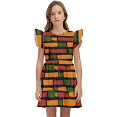 African Wall of bricks Kids  Winged Sleeve Dress