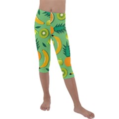 Fruit Tropical Pattern Design Art Kids  Lightweight Velour Capri Leggings 