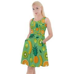 Fruit Tropical Pattern Design Art Knee Length Skater Dress With Pockets