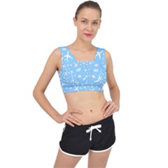 Plane Sky Background Pattern V-back Sports Bra by danenraven