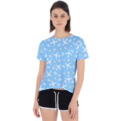 Plane Sky Background Pattern Open Back Sport Tee by danenraven